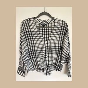 Express Black and White Tie Blouse